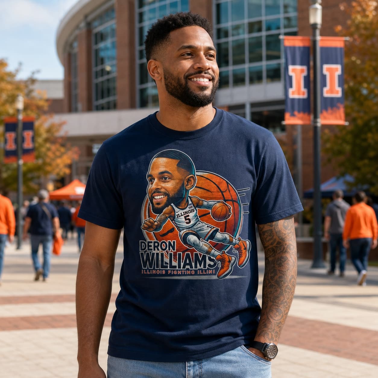 Illinois Fighting Illini Deron Williams Exclusive Retro March Madness Basketball Shirt
