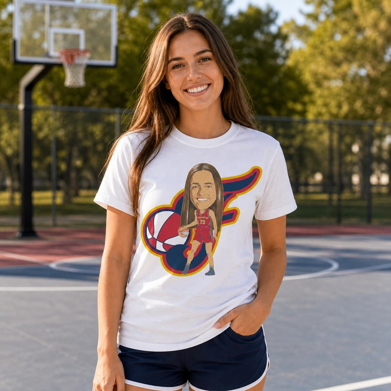 Indiana Fever Retro Caitlin Clark Basketball Heather T-Shirt