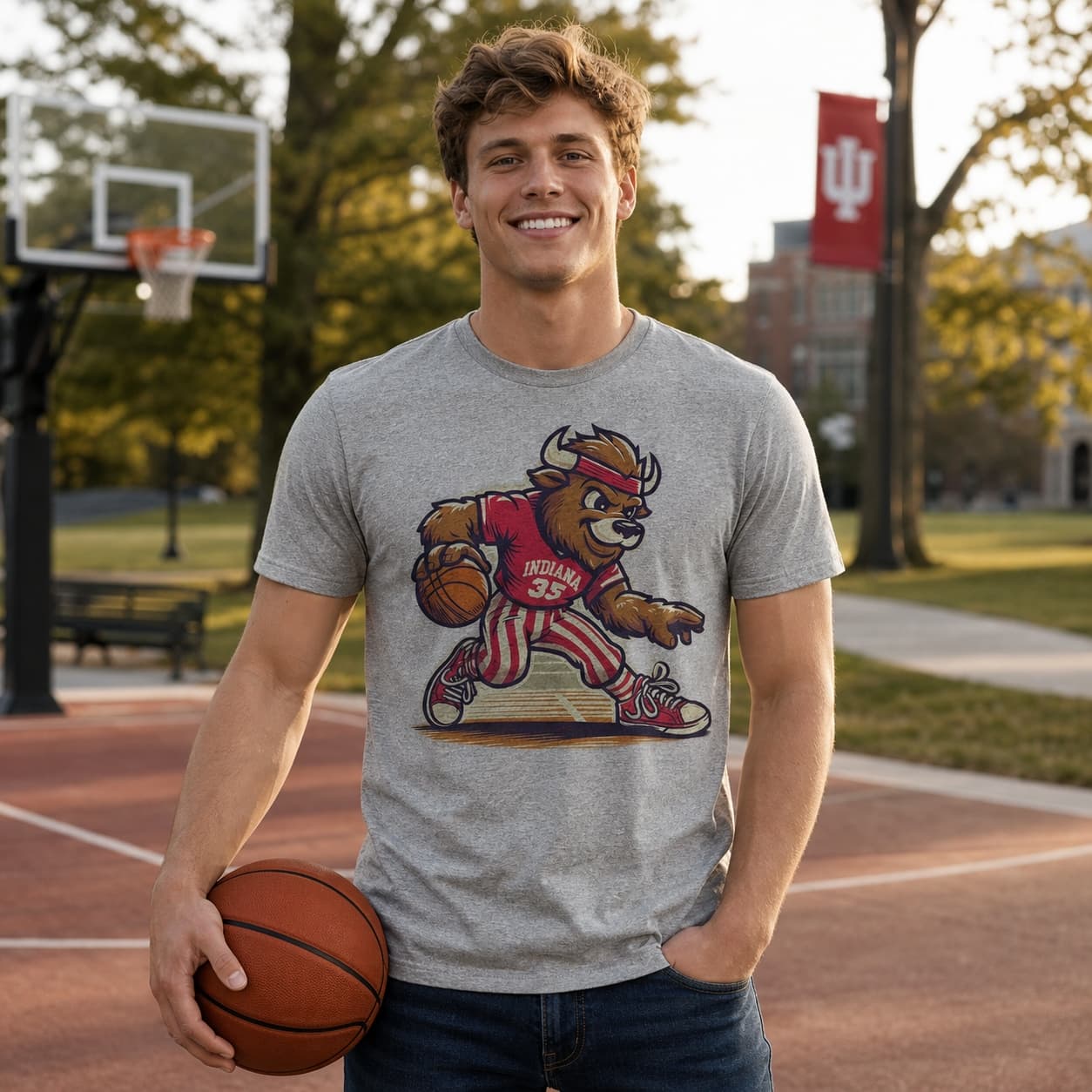 Indiana Hoosiers Retro Basketball Bison 1965 Mascot Shirt