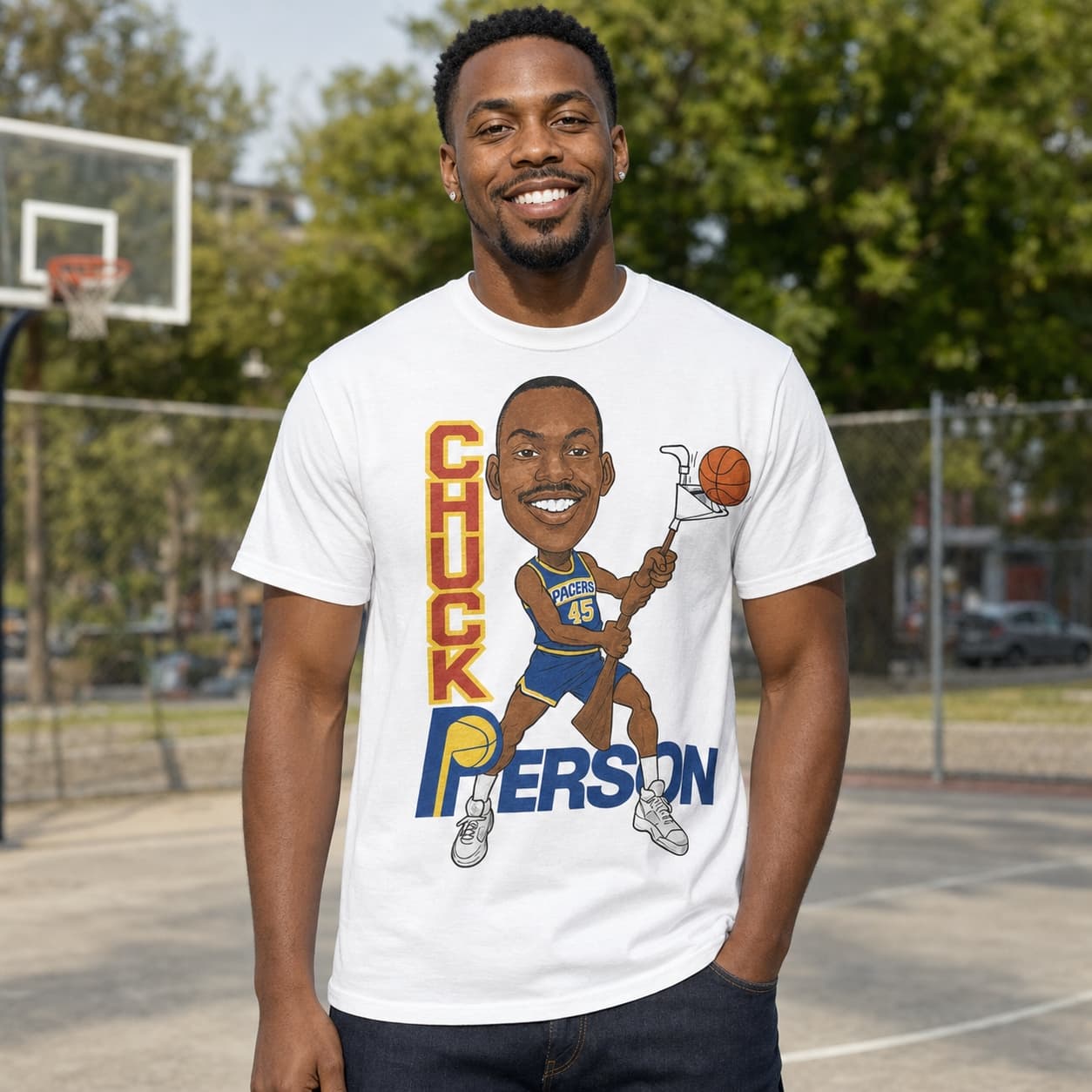 Indiana Pacers Chuck Person The Rifleman Exclusive Retro Basketball 1991 Shirt
