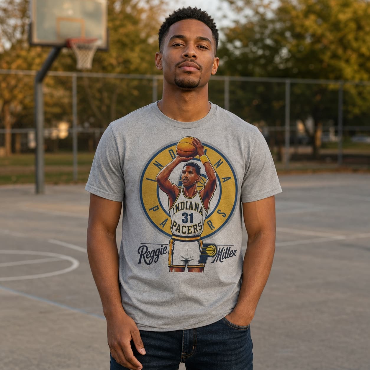Indiana Pacers Reggie Miller Exclusive Retro Basketball Shirt