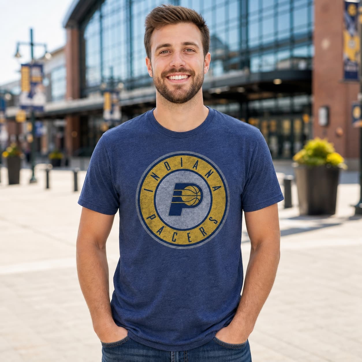 Indiana Pacers Retro Basketball Circle Shirt