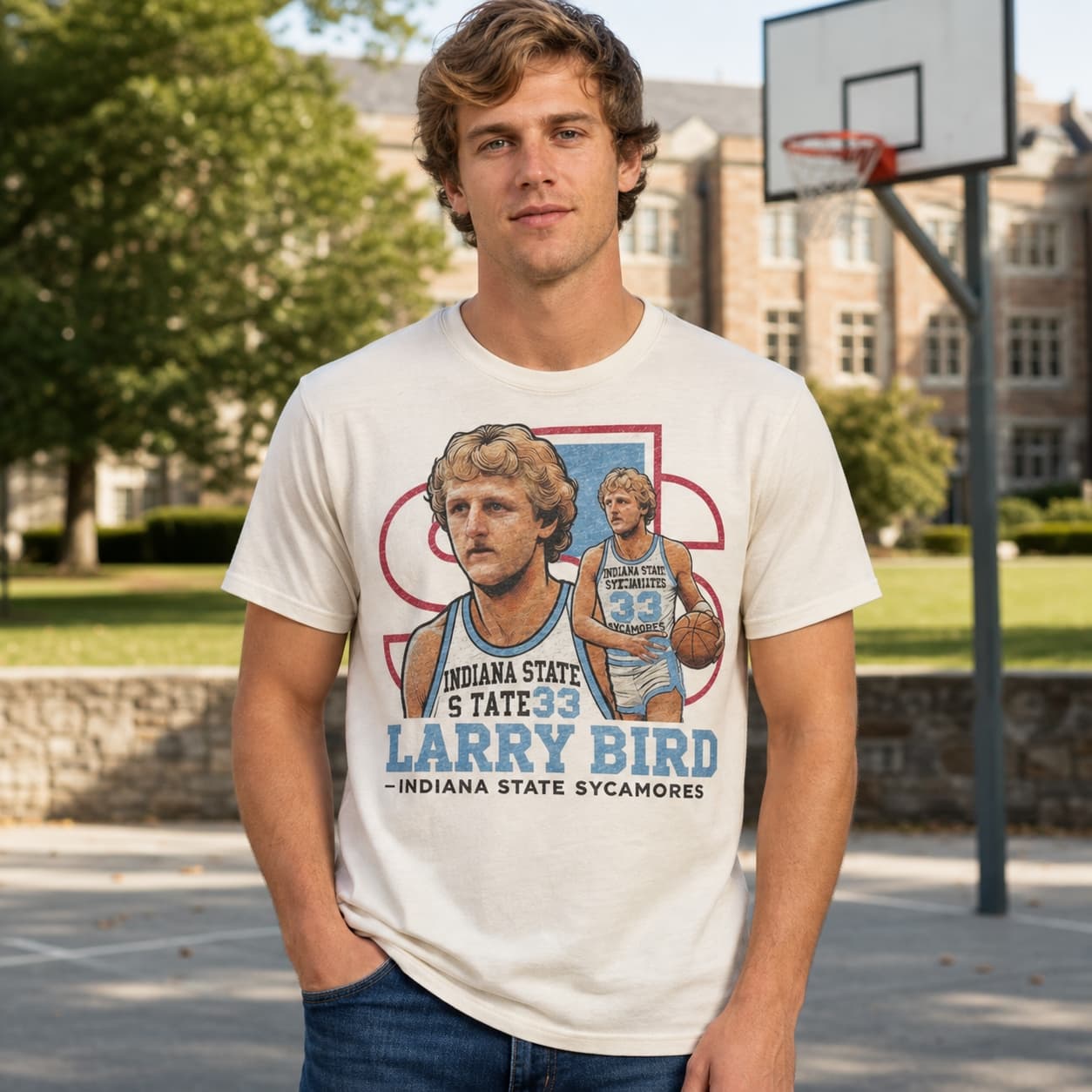 Indiana State Sycamores Larry Bird Exclusive Retro Basketball 1978 Shirt