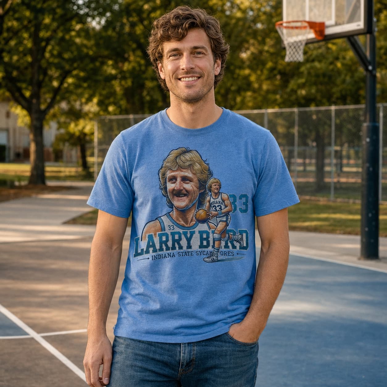Indiana State Sycamores Larry Bird Exclusive Retro Basketball 1979 Shirt