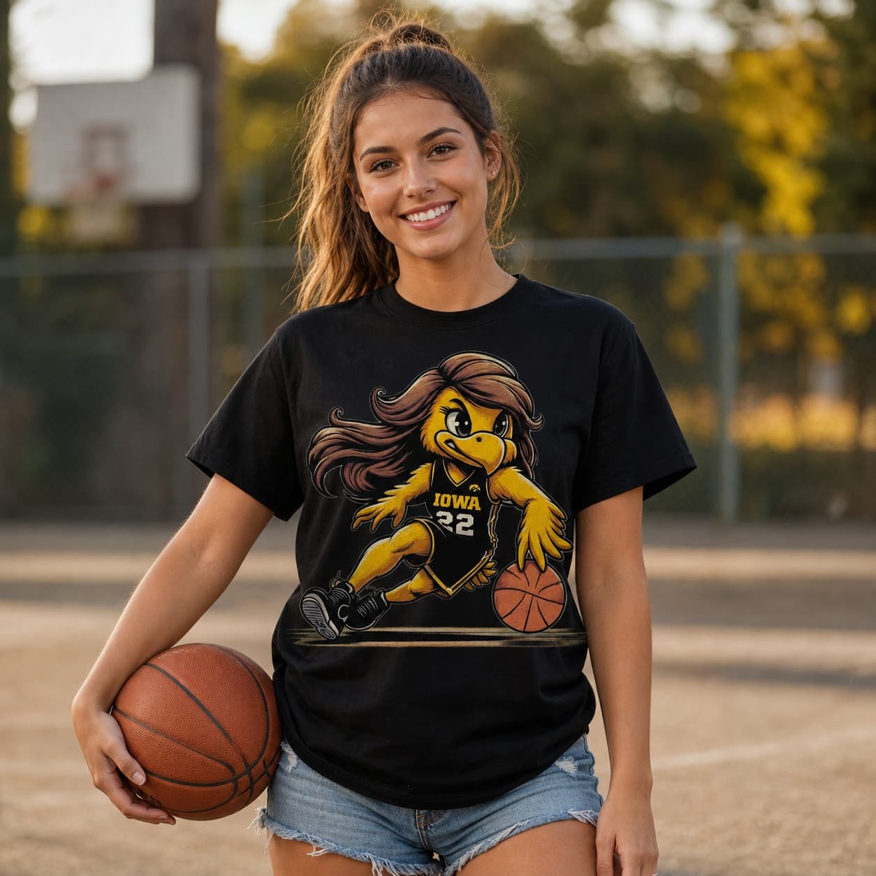 Iowa Hawkeyes Retro Ladies Basketball Mascot Mania #22 Shirt