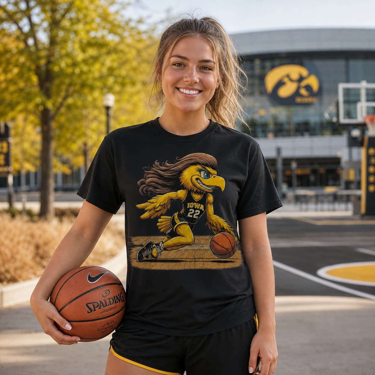 Iowa Hawkeyes Retro Women’s Basketball Mascot Mania #22 Shirt