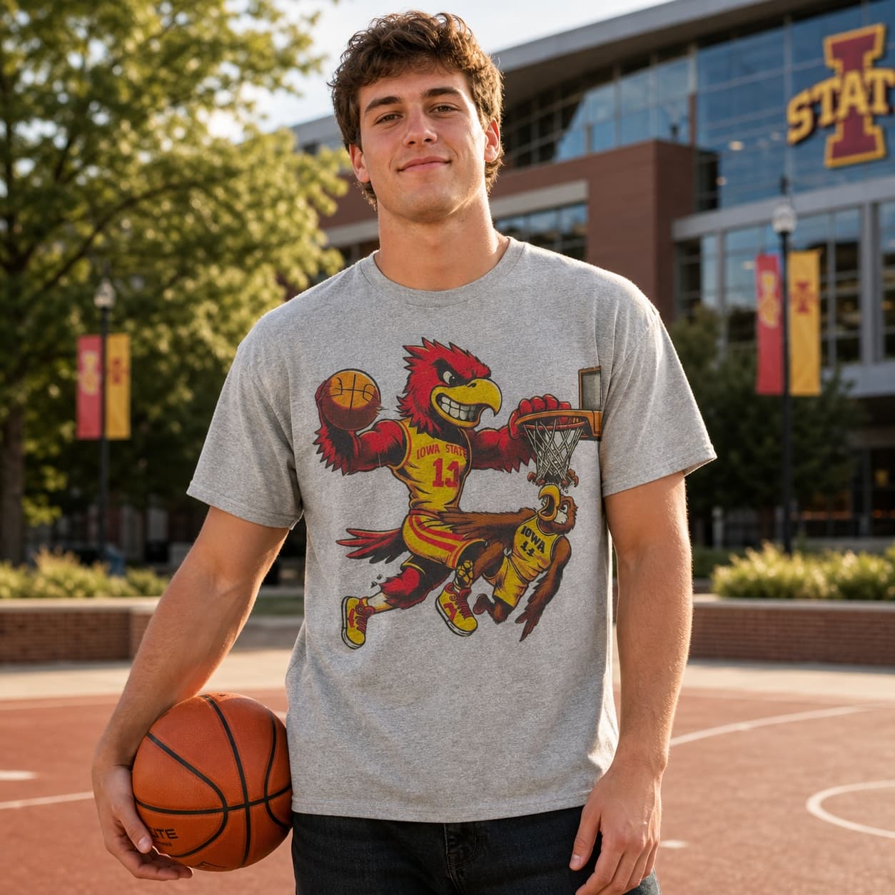 Iowa State Cyclones vs. Iowa Hawkeyes Retro Rivalry Basketball Shirt