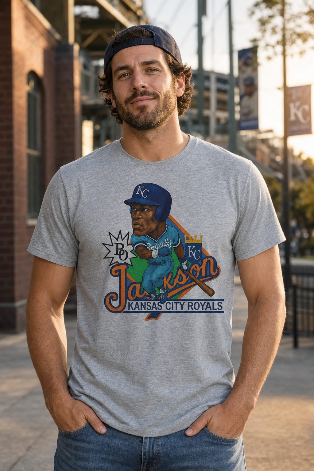 Kansas City Royals Bo Jackson Exclusive Retro Baseball 1988 Artwork Shirt