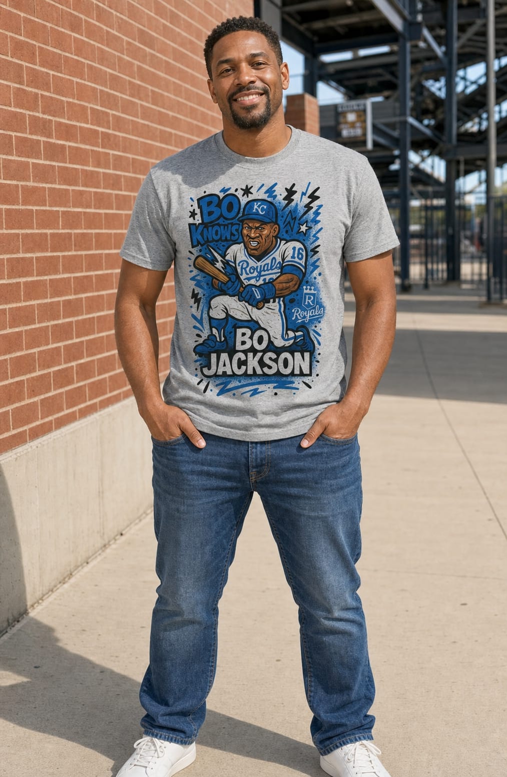 Kansas City Royals Bo Jackson Retro Baseball Bo Knows Artwork Shirt