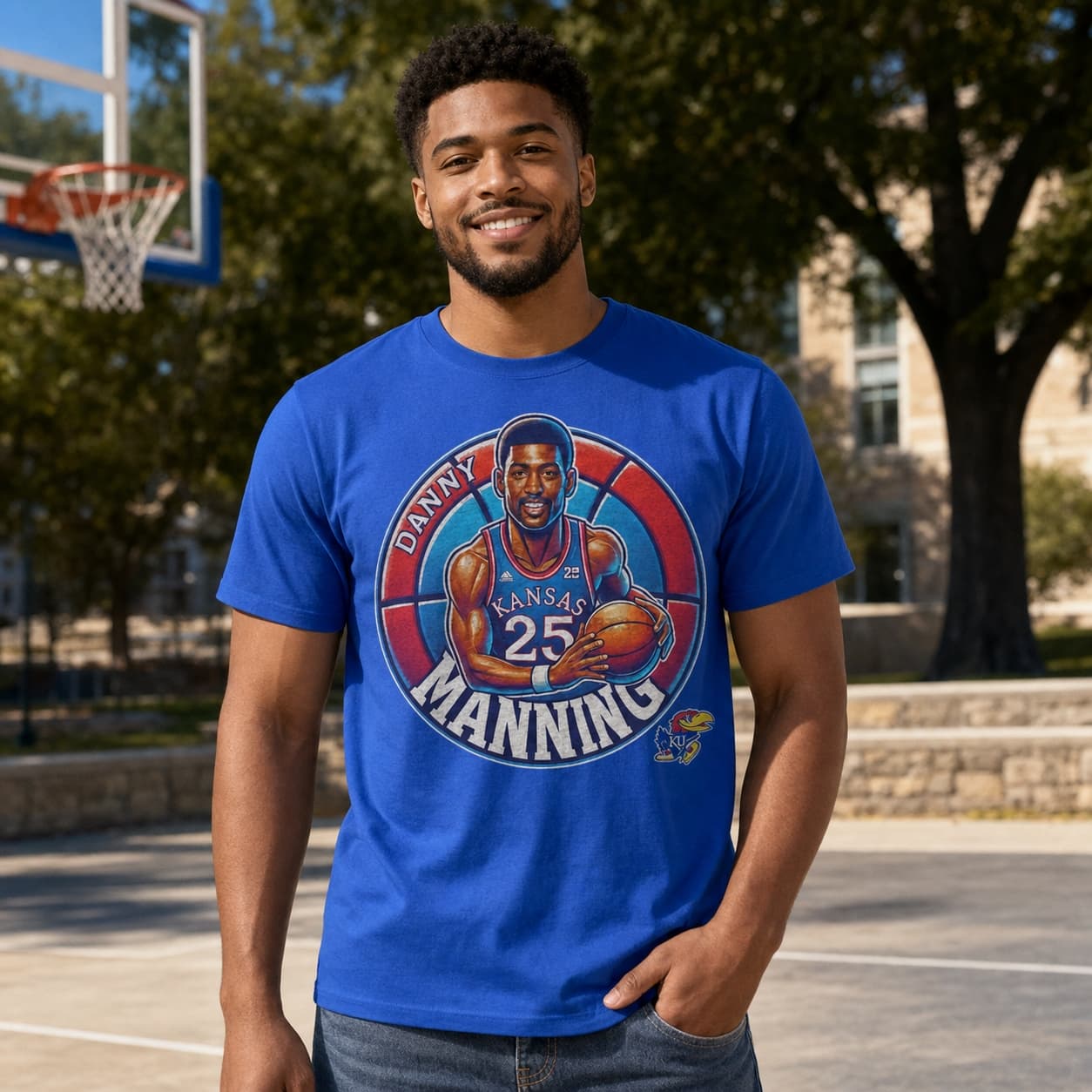 Kansas Jayhawks Danny Manning Exclusive Retro March Madness Basketball Shirt