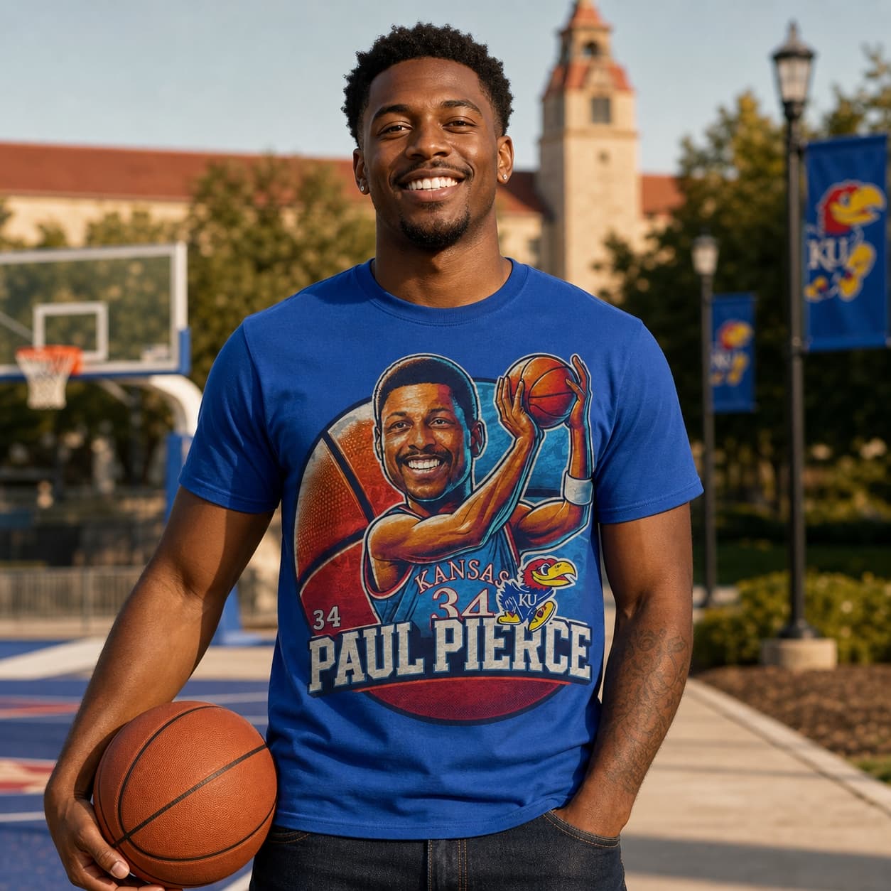 Kansas Jayhawks Paul Pierce Exclusive Retro March Madness Basketball Shirt