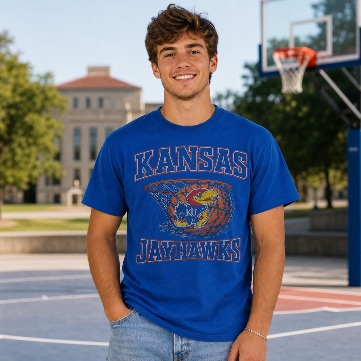 Kansas Jayhawks Vintage Basketball T-Shirt