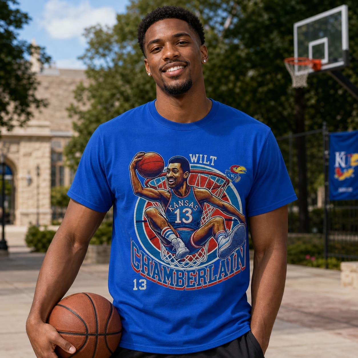 Kansas Jayhawks Wilt Chamberlain Exclusive Retro March Madness Basketball Shirt