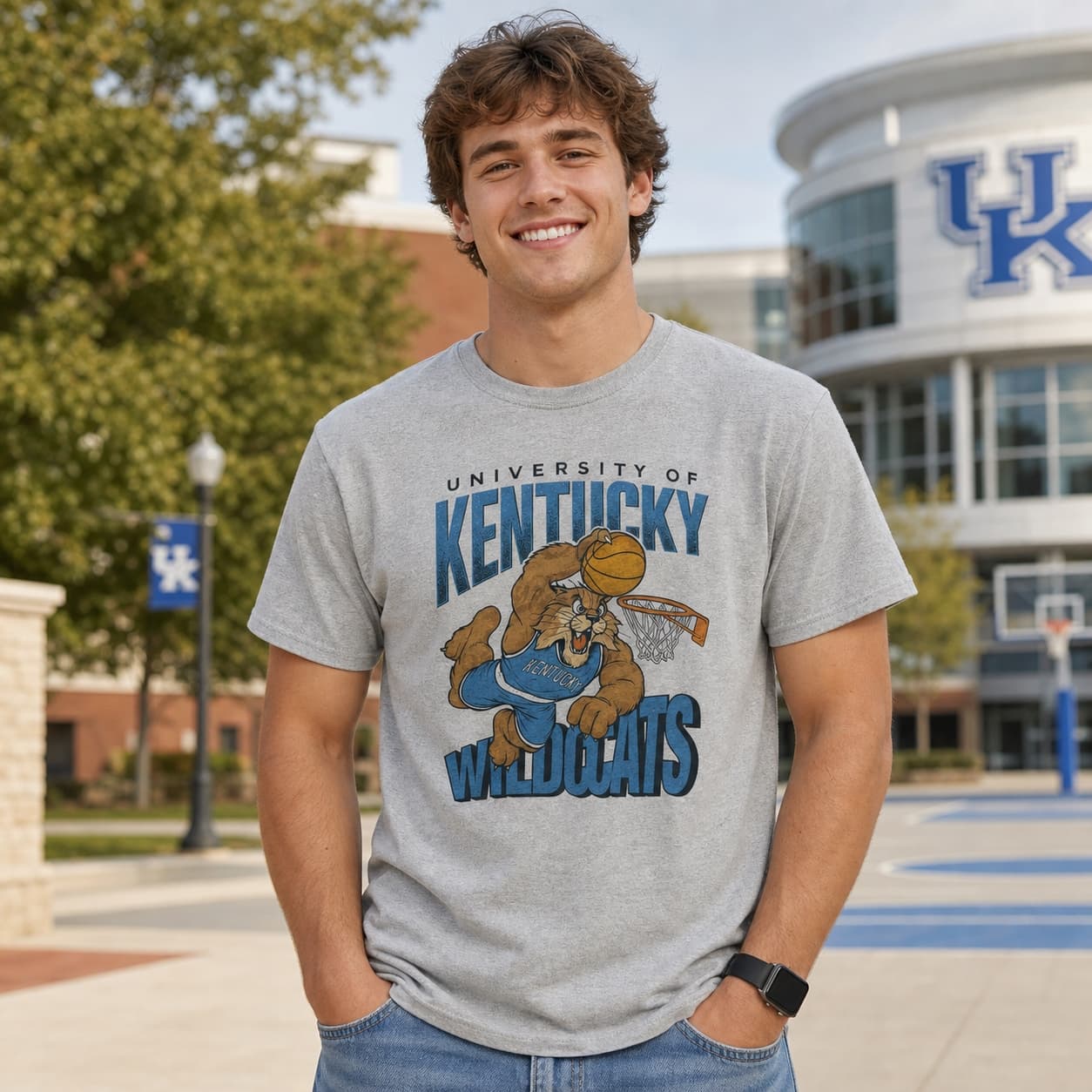 Kentucky Wildcats Dunking Mascot Retro Basketball Shirt