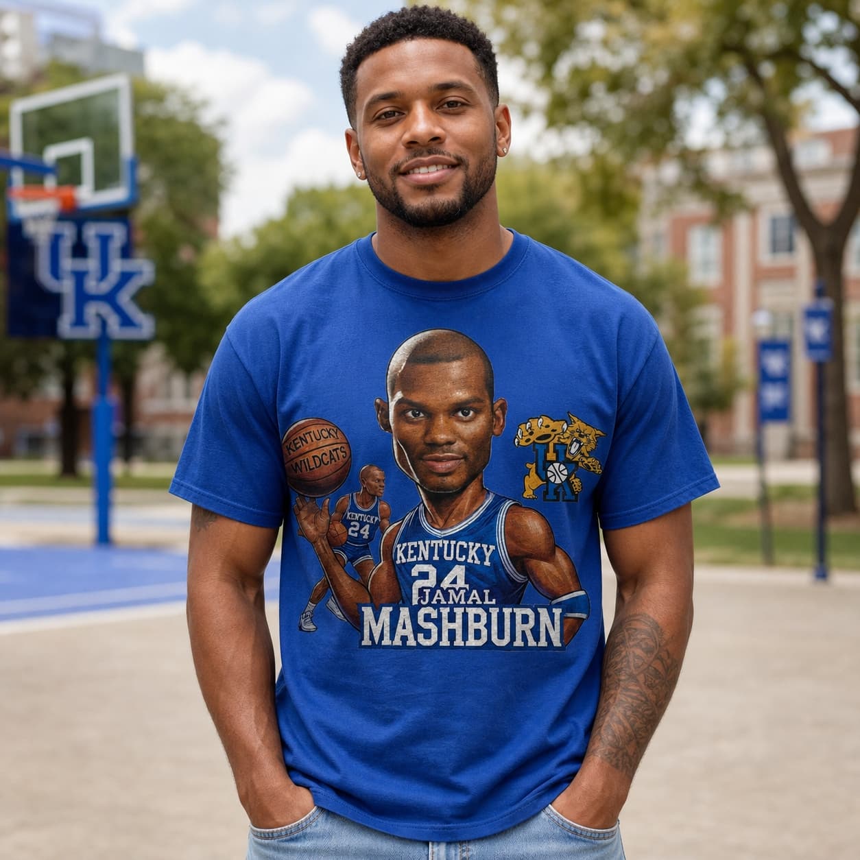 Kentucky Wildcats Jamal Mashburn Exclusive Retro Basketball 1991 Shirt
