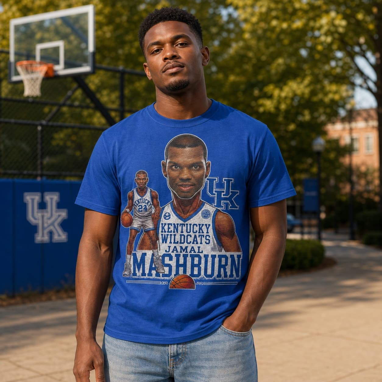 Kentucky Wildcats Jamal Mashburn Exclusive Retro Basketball Shirt