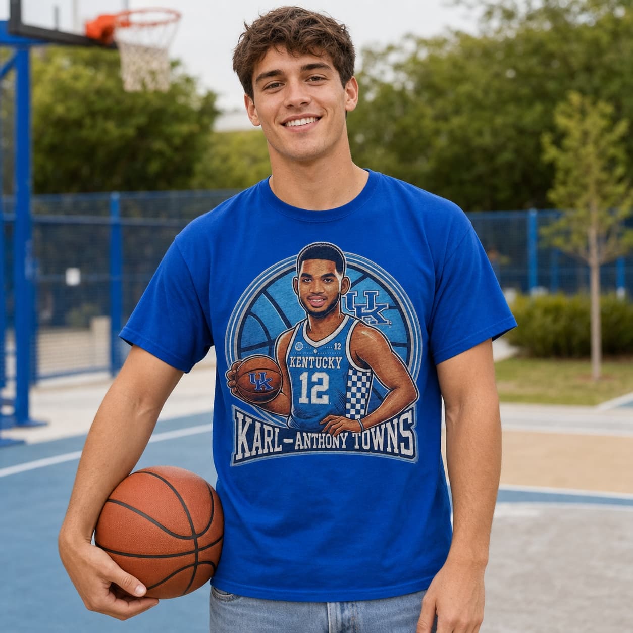 Kentucky Wildcats Karl Anthony Towns Exclusive Retro Basketball Shirt
