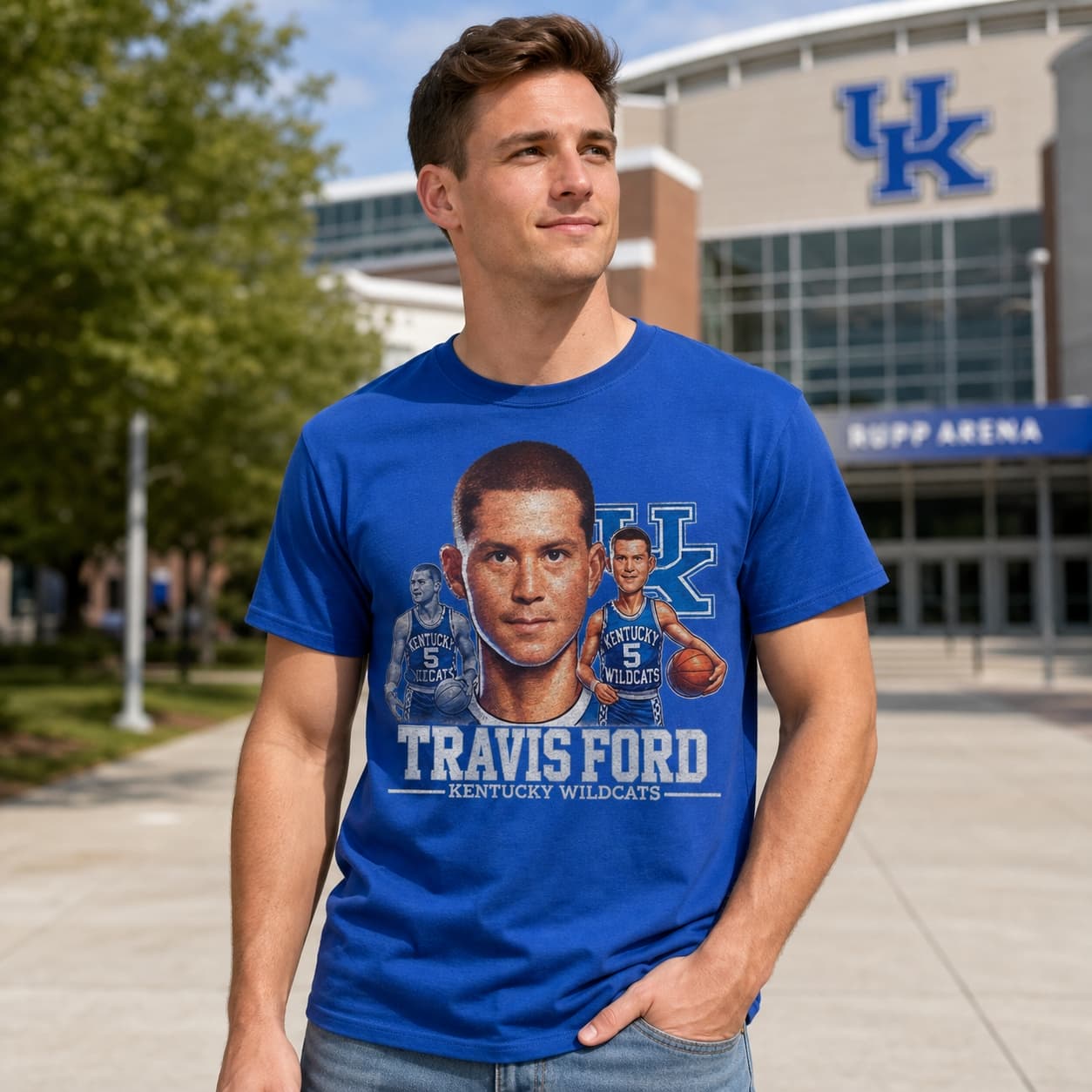 Kentucky Wildcats Travis Ford Exclusive Retro Basketball 1991 Shirt
