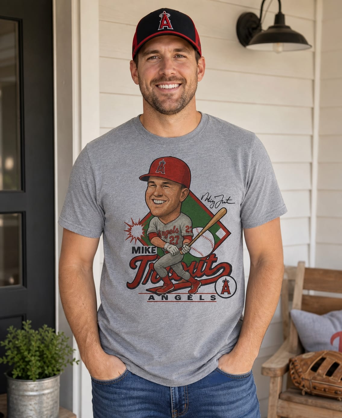 Los Angeles Angels Mike Trout Exclusive Retro Baseball 2011 Artwork T-Shirt