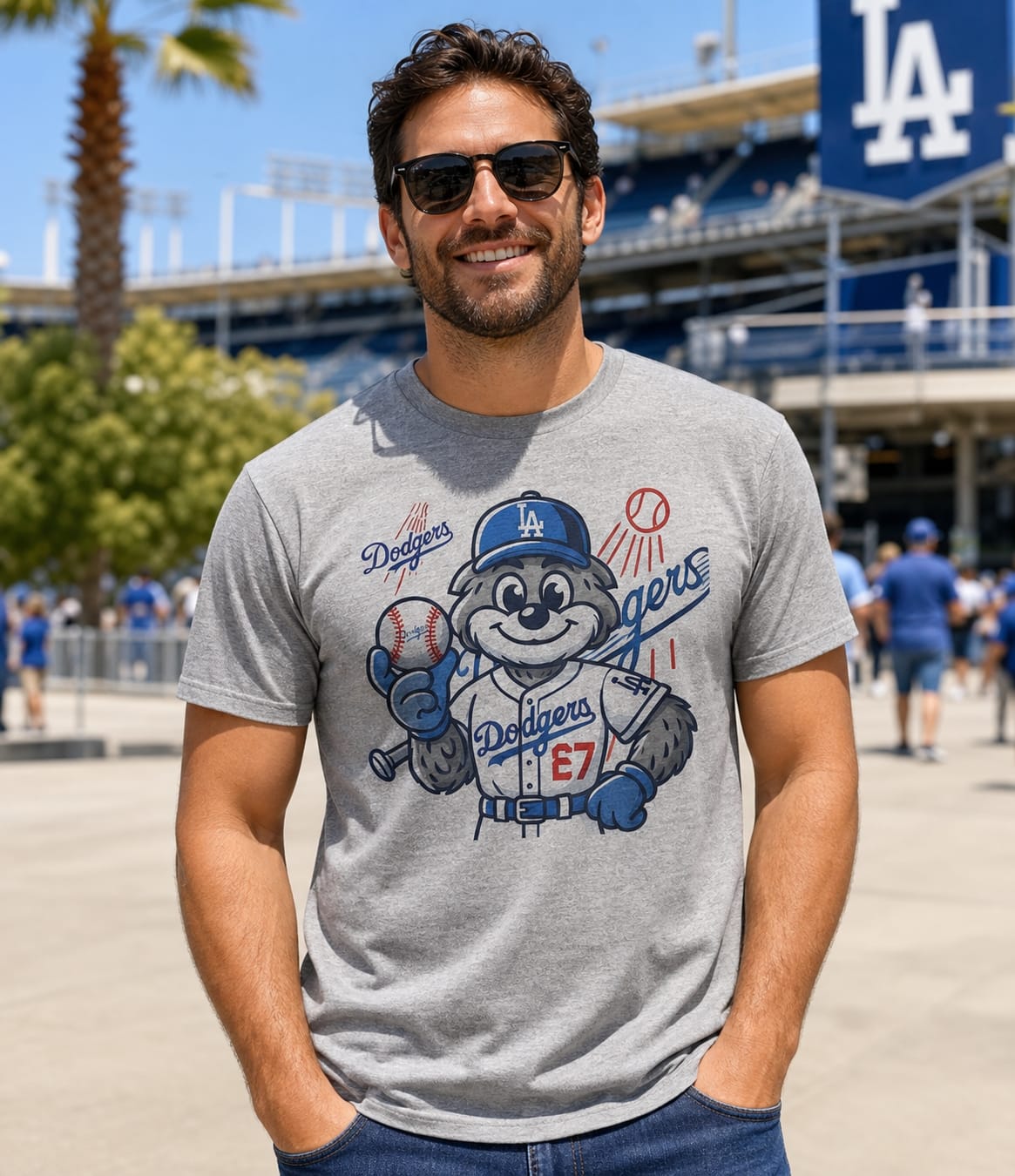 Los Angeles Dodgers Exclusive Retro Baseball Mascot Artwork Shirt