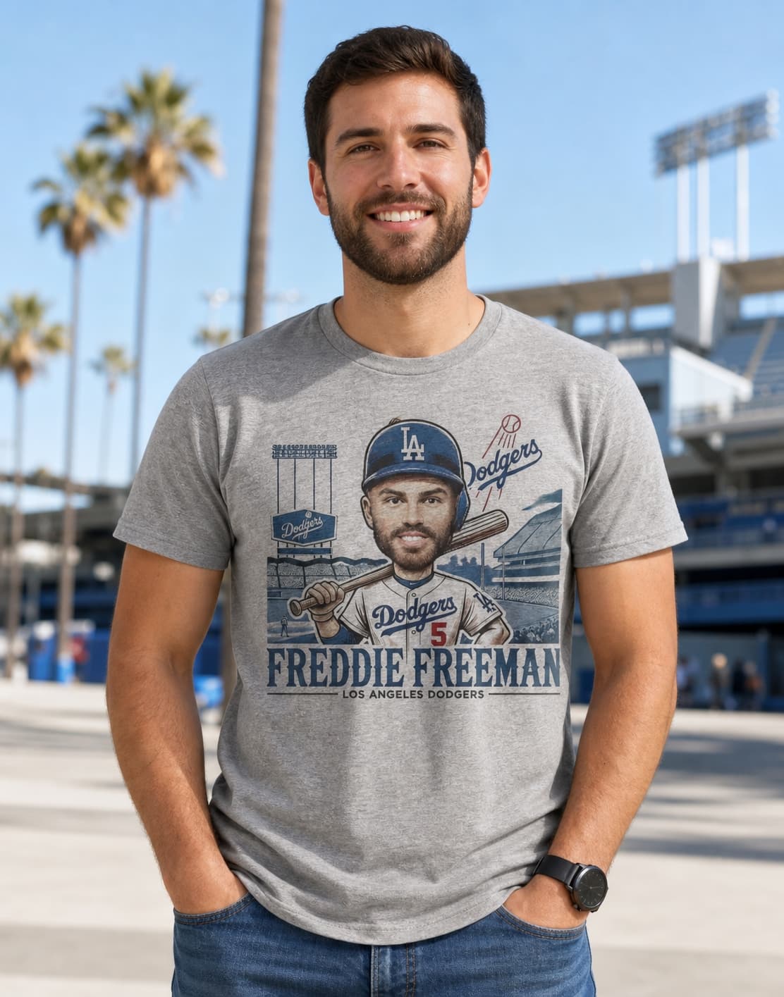 Los Angeles Dodgers Freddie Freeman Exclusive Retro Baseball Artwork Shirt