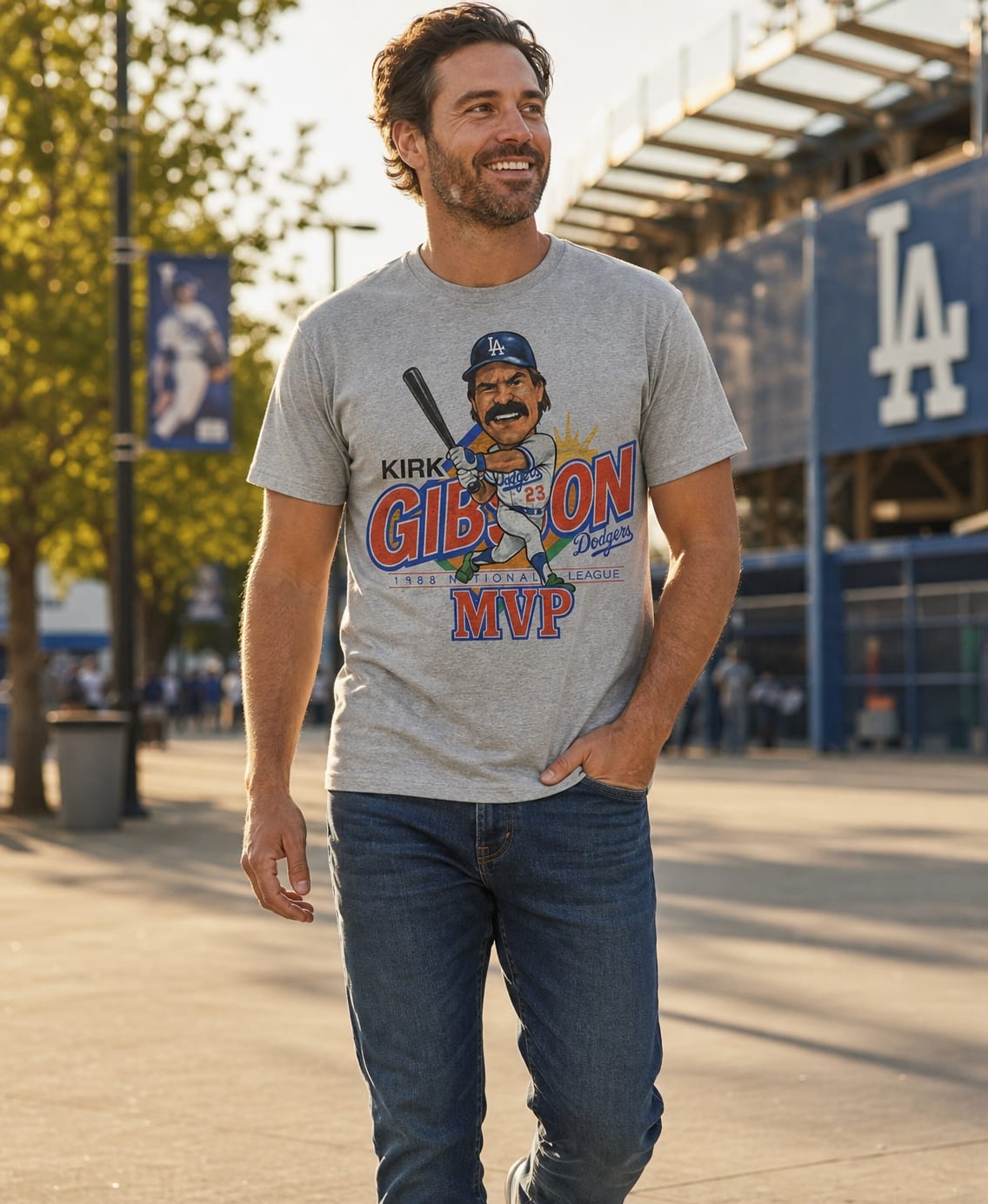 Los Angeles Dodgers Kirk Gibson Retro MVP Baseball 1988 Artwork T-Shirt