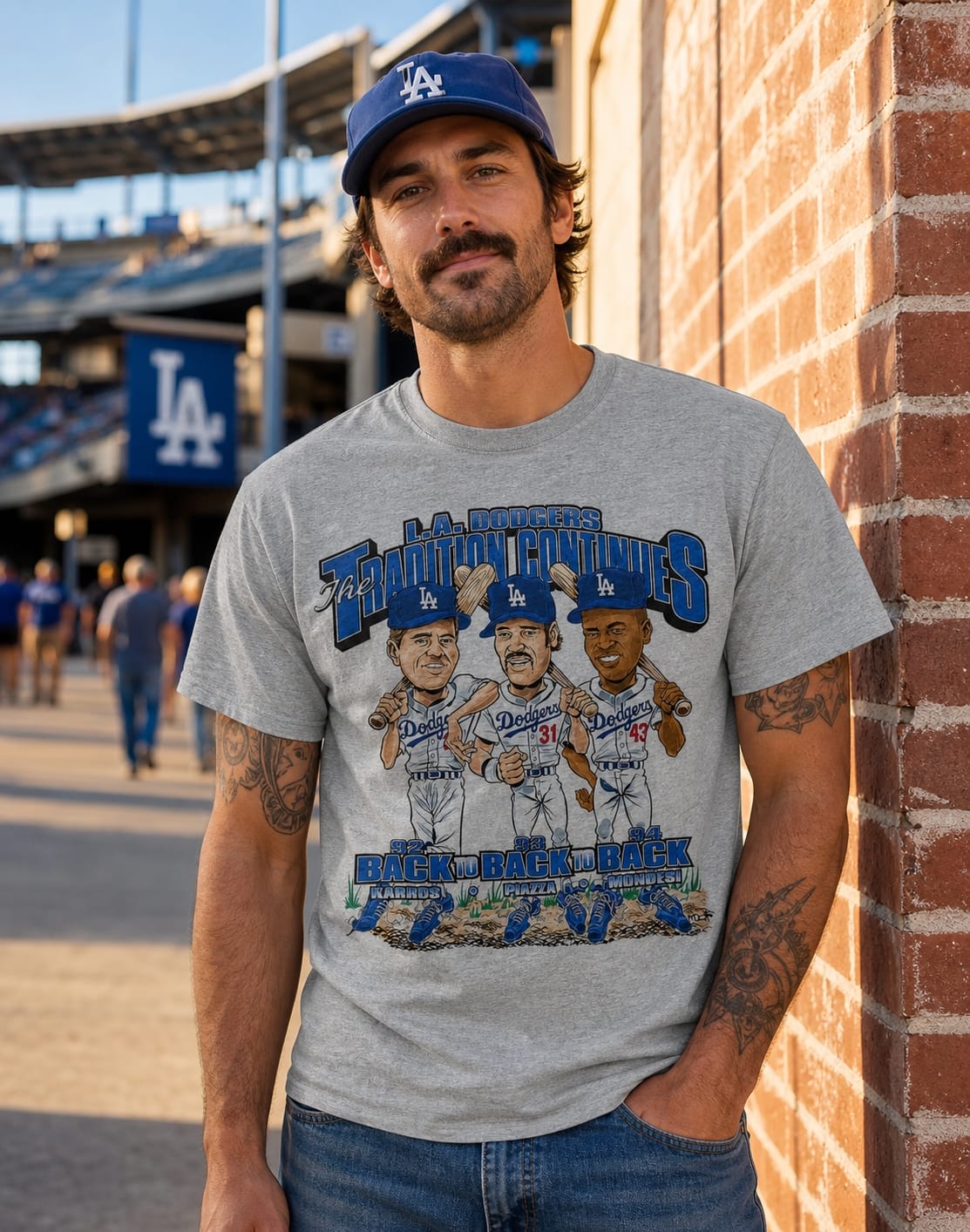 Los Angeles Dodgers Rookies Piazza Retro Baseball 1994 Artwork T-Shirt