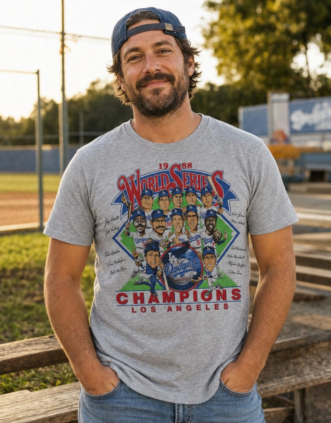 Los Angeles Dodgers World Series Champs Retro Baseball 1988 Artwork T-Shirt