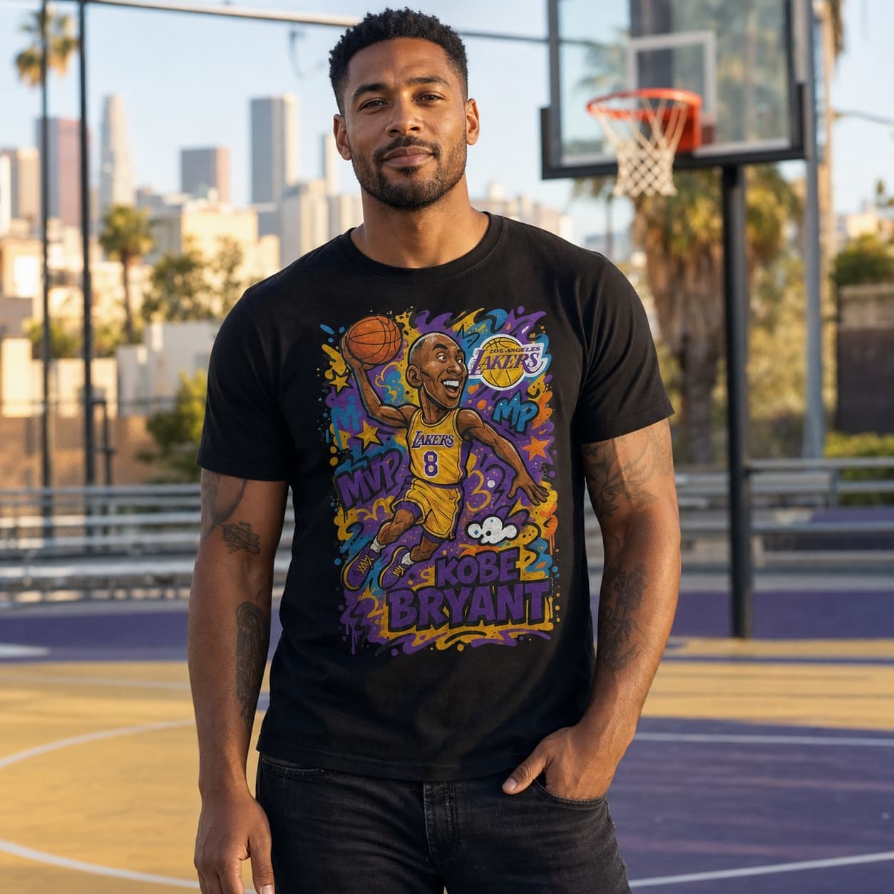 Los Angeles Lakers Kobe Bryant Exclusive Caricature Basketball Shirt