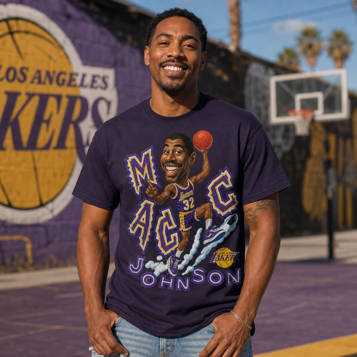 Los Angeles Lakers Magic Johnson Exclusive Retro Basketball 1984 Shirt
