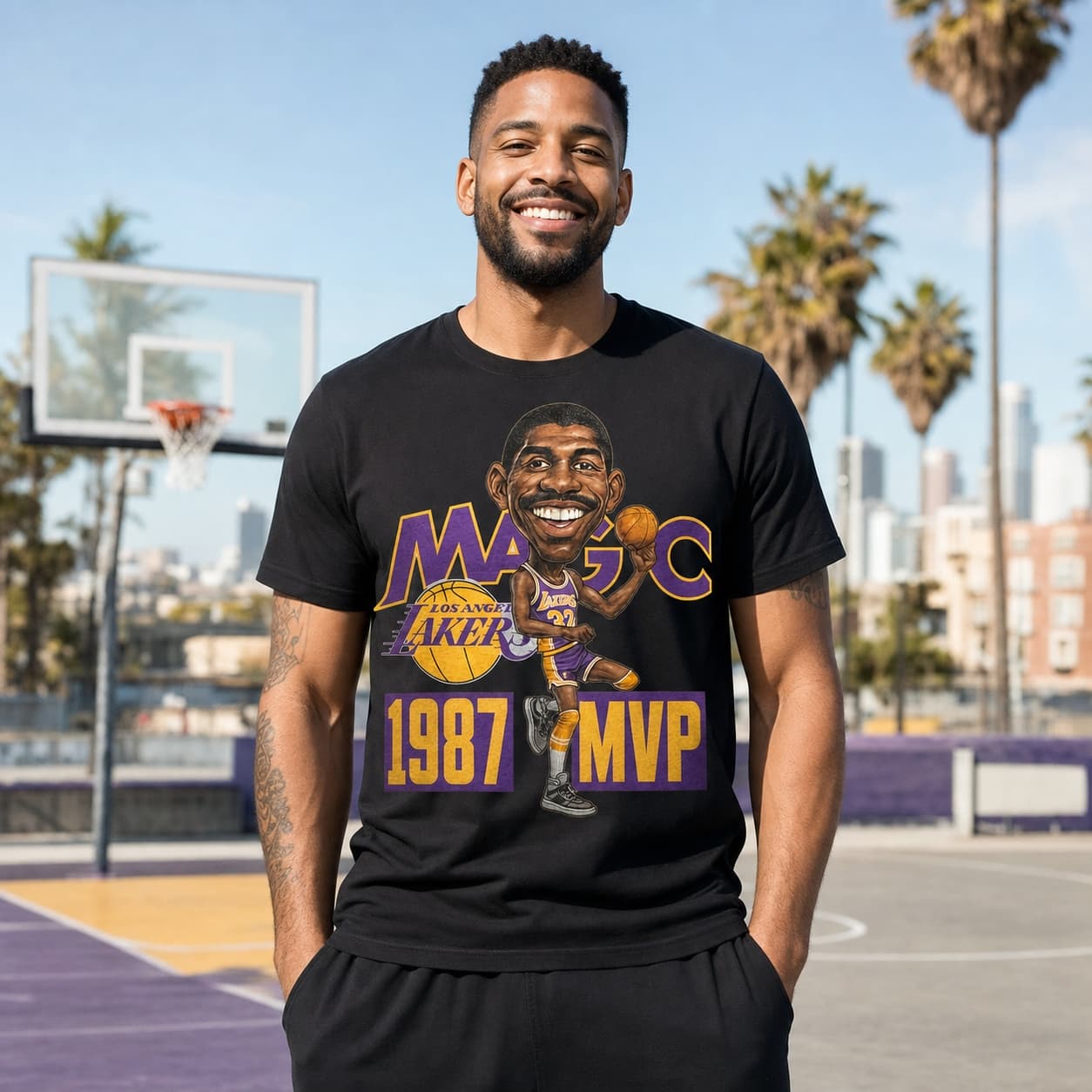 Los Angeles Lakers Magic Johnson MVP Retro Basketball 1987 Shirt