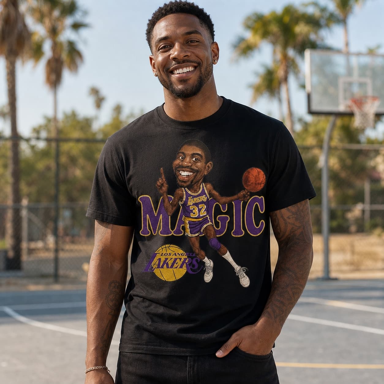 Los Angeles Lakers Magic Johnson Retro Showtime Basketball 1988 Shirt