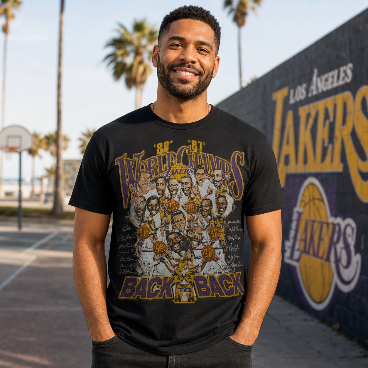 Los Angeles Lakers Retro Back 2 Back World Champs Basketball 1988 Shirt