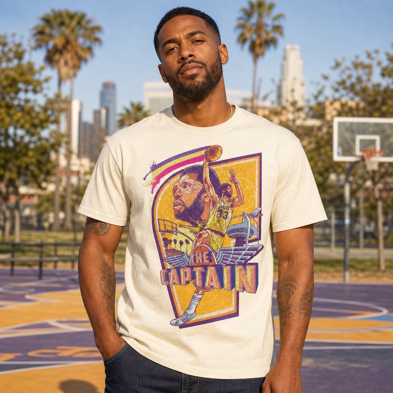 Los Angeles Lakers Retro Kareem Abdul-Jabbar Basketball 1983 Shirt