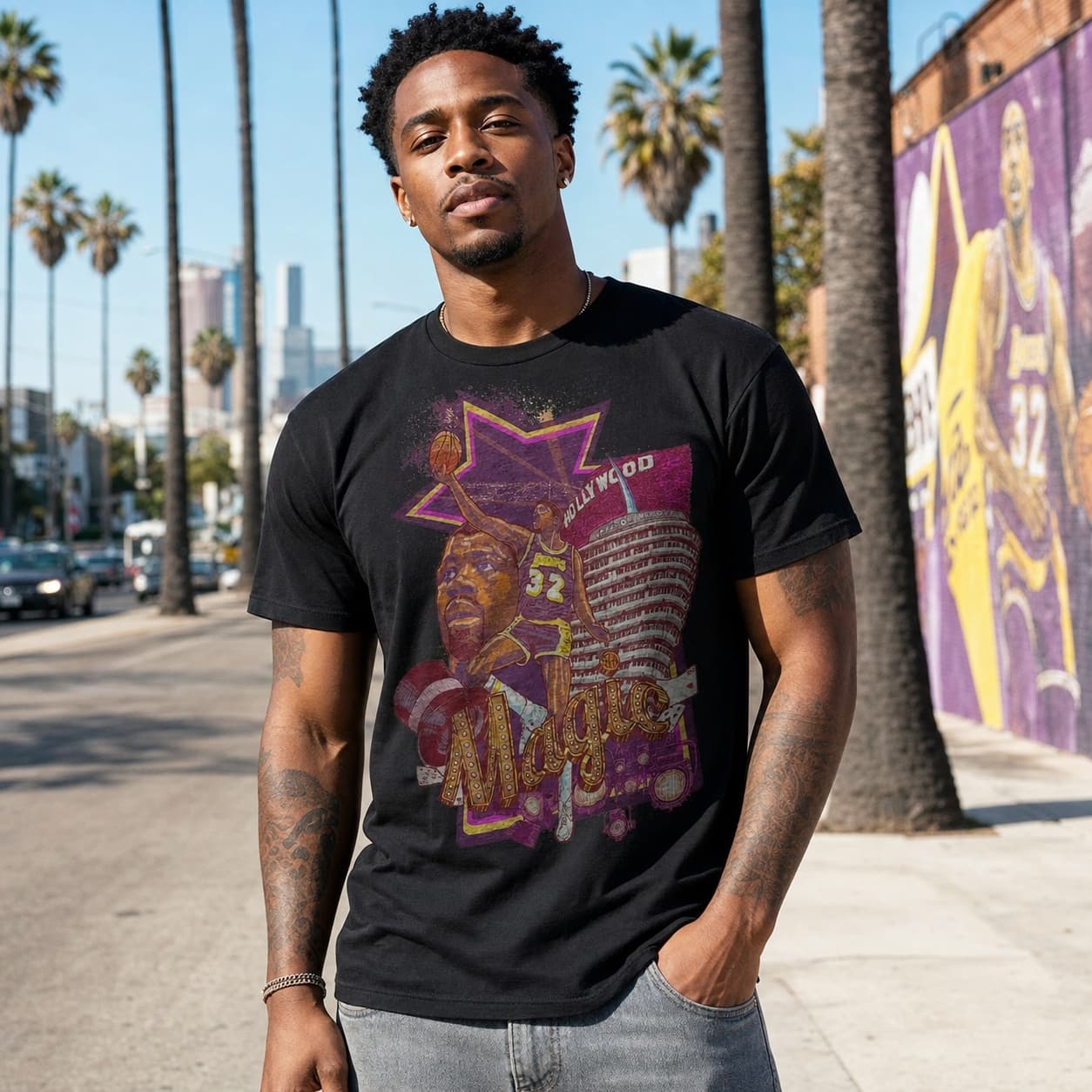 Los Angeles Lakers Retro Magic Johnson Basketball 1984 Shirt