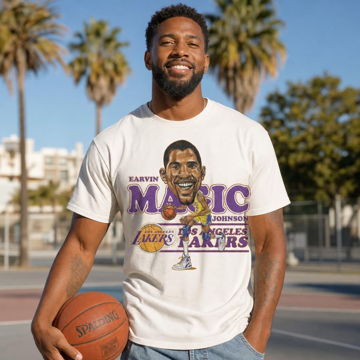 Los Angeles Lakers Retro Magic Johnson Basketball 1985 Shirt