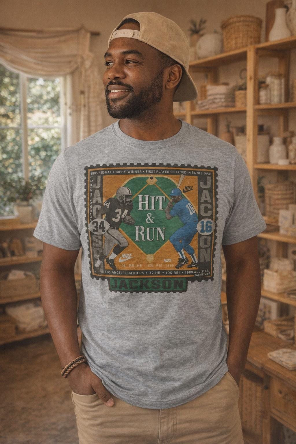 Los Angeles Raiders Kansas City Royals Bo Jackson Retro Hit Run Football Baseball 1990 Artwork Shirt