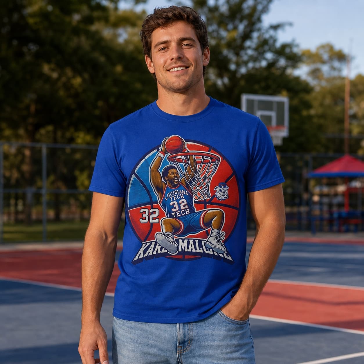 Louisiana Tech Bulldogs Karl Malone Exclusive Retro March Madness Basketball Shirt