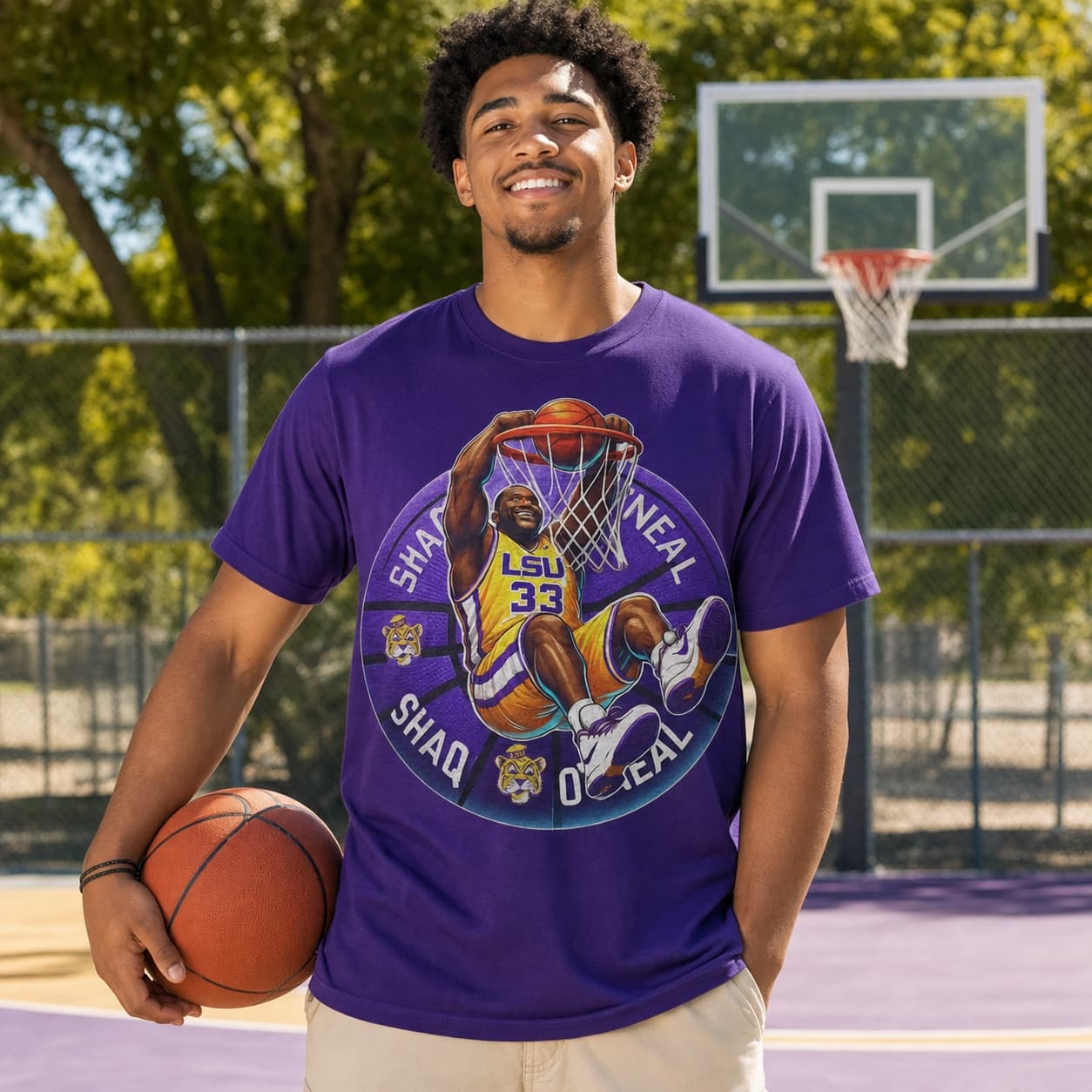 LSU Tigers Shaq O’Neal Exclusive Retro March Madness Basketball Shirt