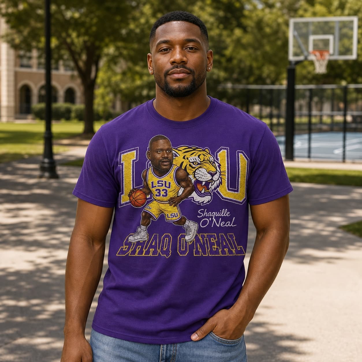 LSU Tigers Shaquille O’Neal Exclusive Retro Basketball 1991 Shirt