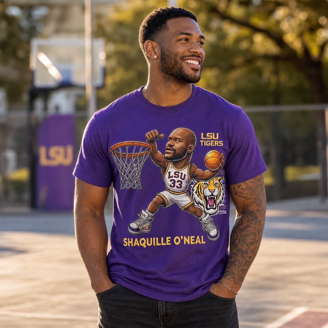 LSU Tigers Shaquille O’Neal Exclusive Retro Basketball Shirt