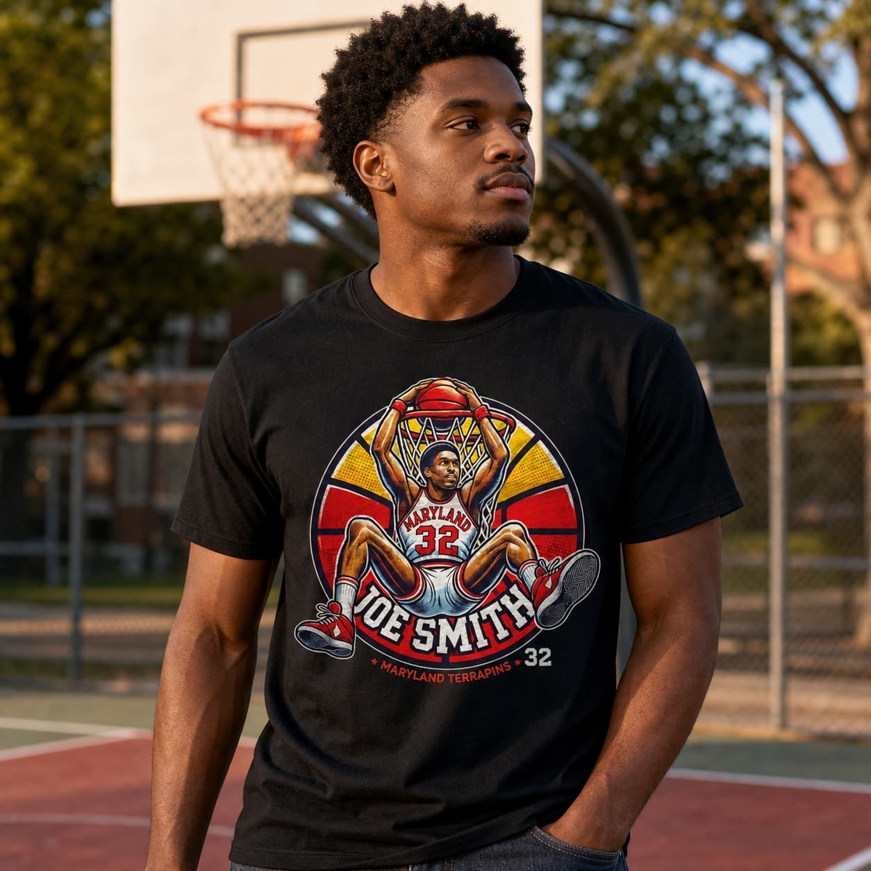 Maryland Terrapins Joe Smith Exclusive Retro March Madness Basketball Shirt