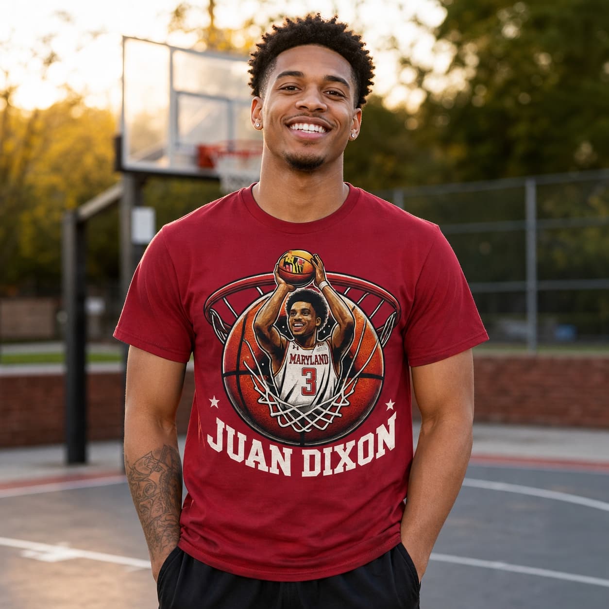 Maryland Terrapins Juan Dixon Exclusive Retro March Madness Basketball Shirt