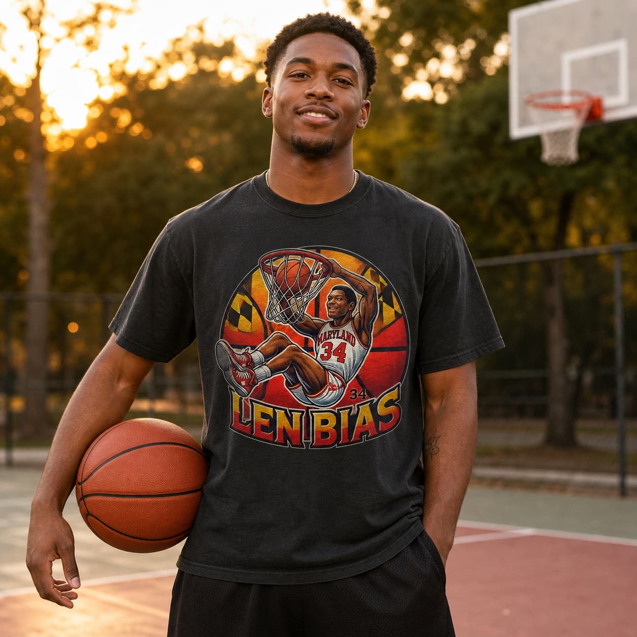 Maryland Terrapins Len Bias Exclusive Retro March Madness Basketball Shirt