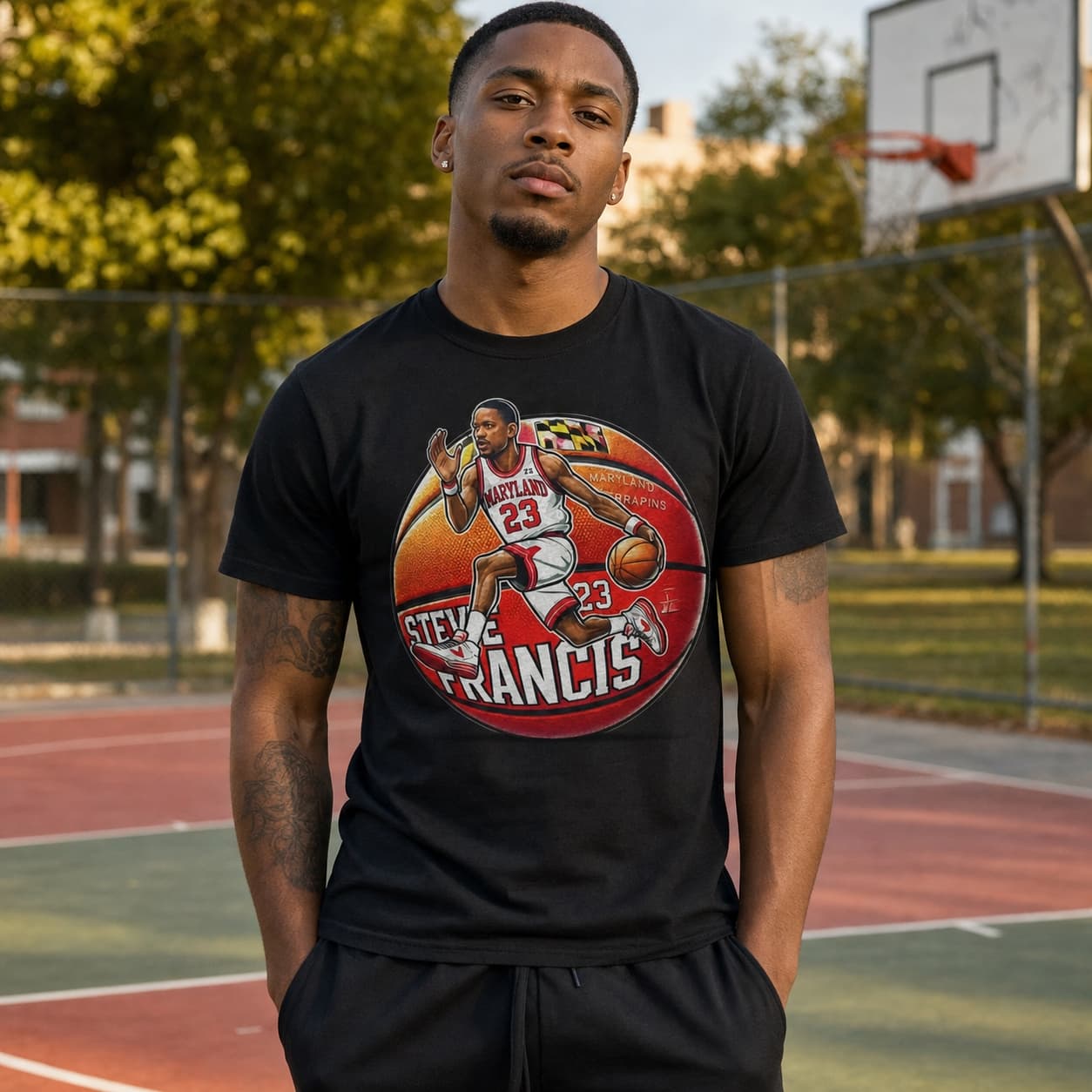 Maryland Terrapins Steve Francis Exclusive Retro March Madness Basketball Shirt