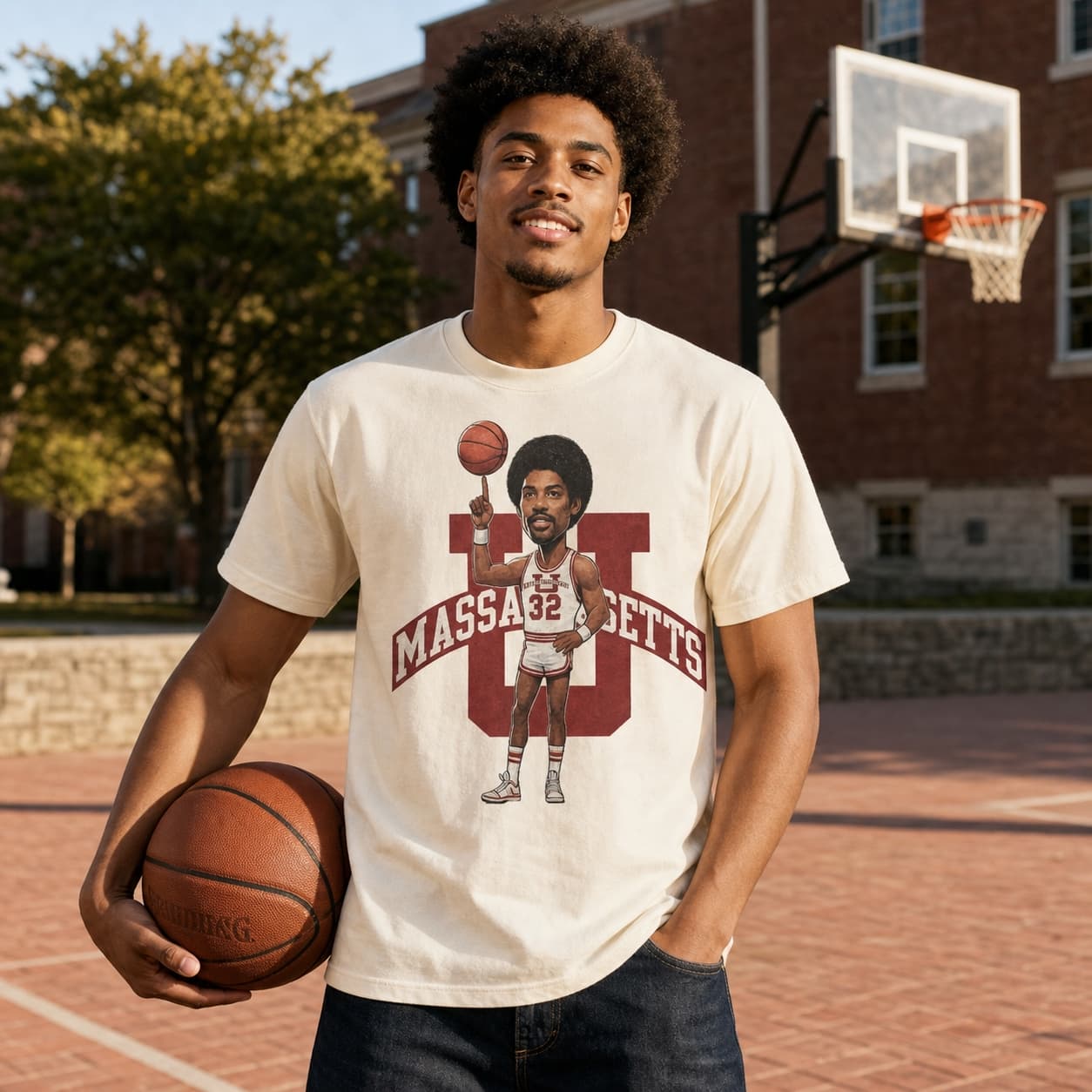 Massachusetts UMass Minutemen Julius Erving Dr. J Exclusive Retro Basketball 1970 Shirt