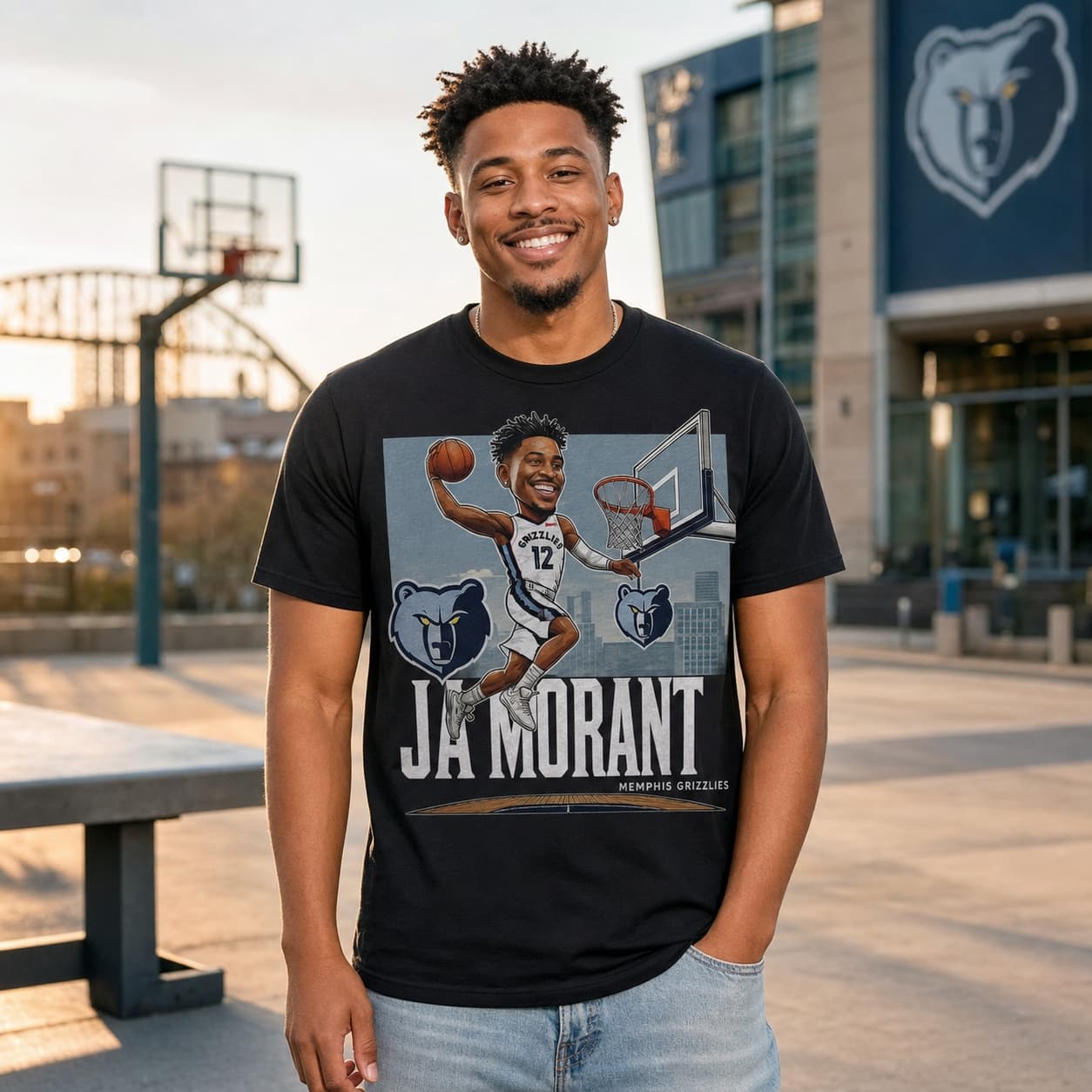 Memphis Grizzlies Ja Morant Exclusive Retro Basketball Dunk Shirt