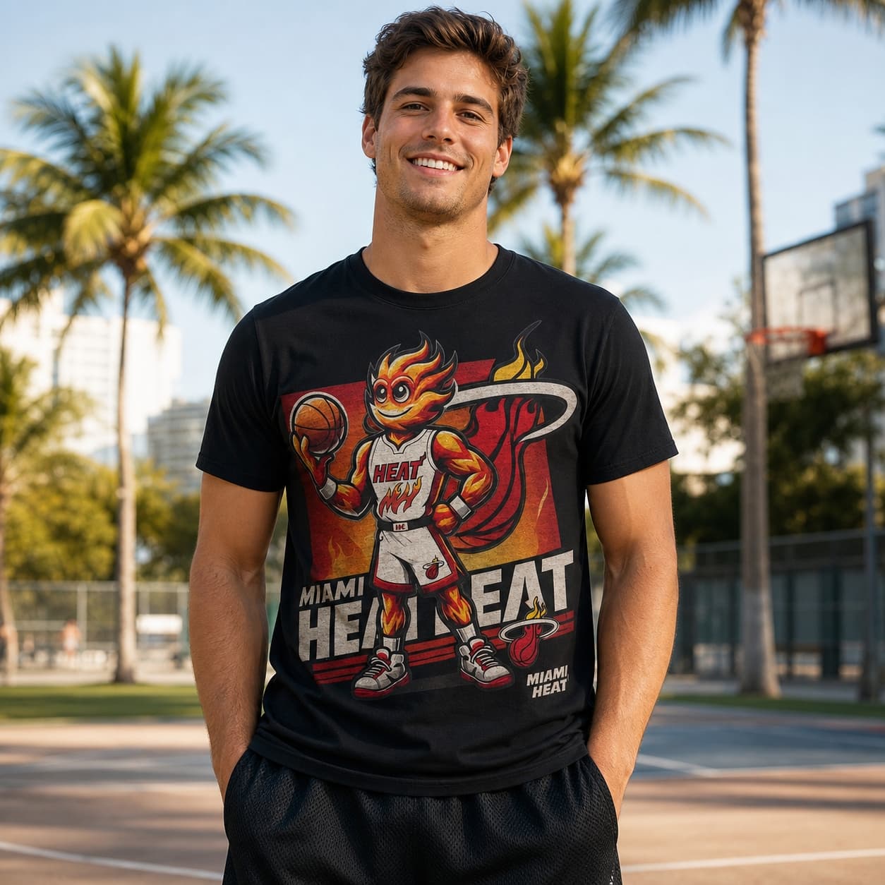 Miami Heat Exclusive Retro Basketball Mascot Shirt
