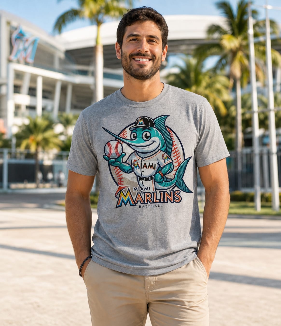 Miami Marlins Exclusive Retro Baseball Mascot Artwork Shirt
