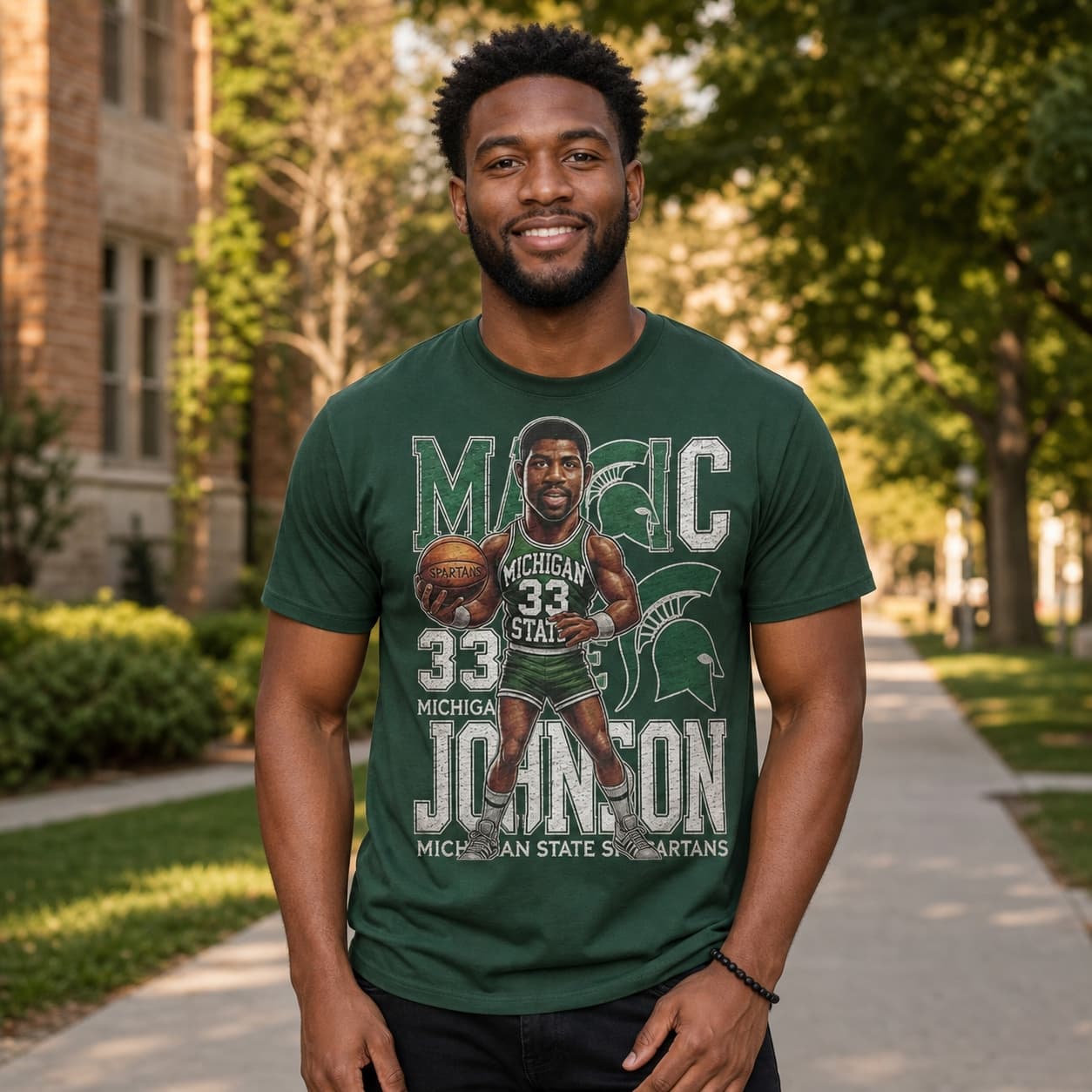 Michigan State Spartans Magic Johnson Exclusive Retro Basketball 1978 Shirt